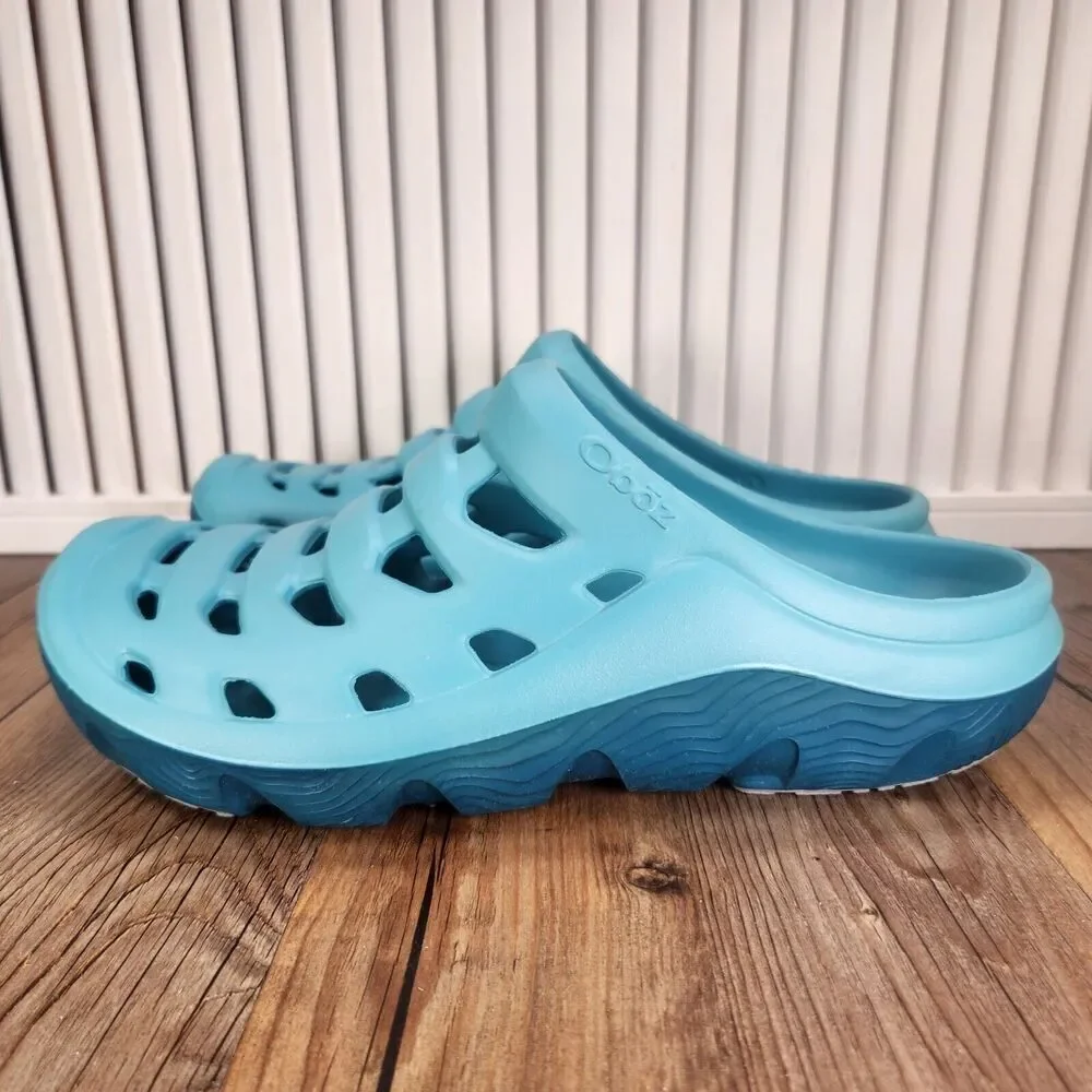 Oboz Whakata Coast Recovery Clogs Mens Sz 9 Aqua Blue Slip On Comfort Sandals